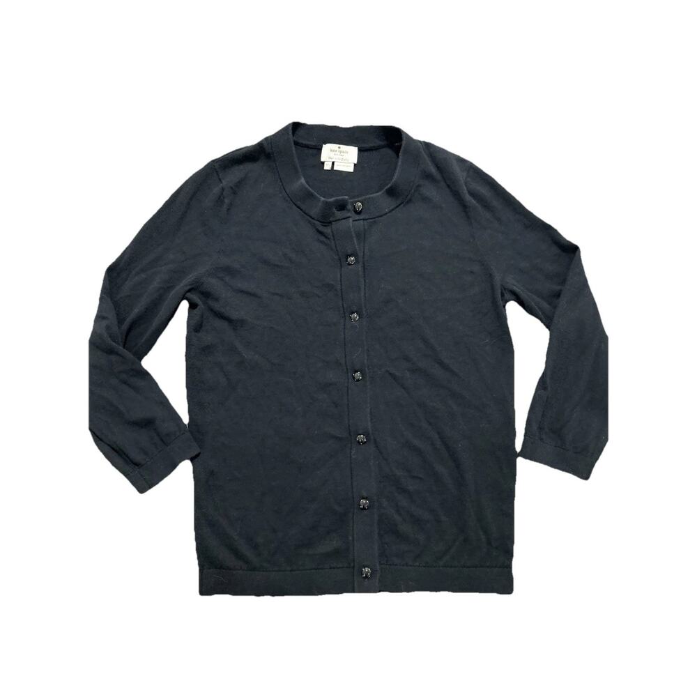 Kate Spade New York Black Cashmere Silk Cotton Blend Button Up Cardigan‎ Size XS